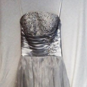 Sparkly Silver Floor-Length Dress